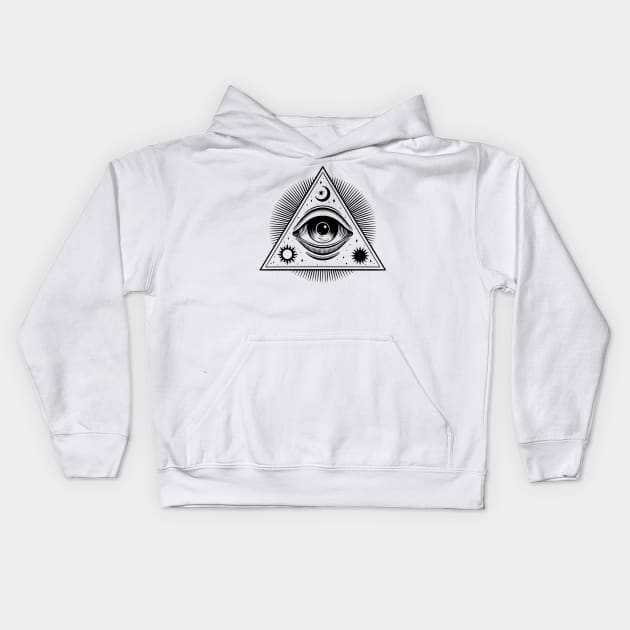 All Seeing Eye Illuminati Kids Hoodie by OccultOmaStore